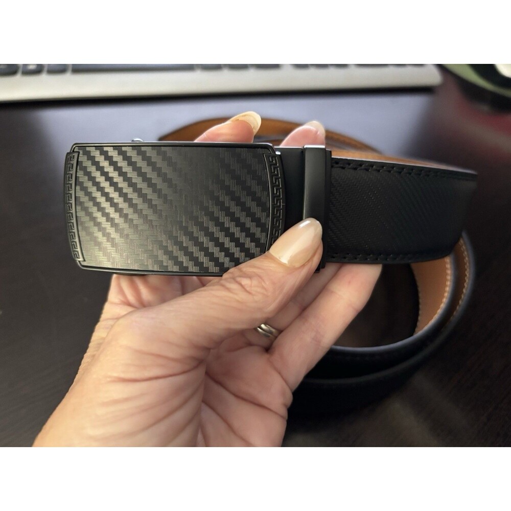 New Mens unbranded Dress or Casual Ratchet Adjustable Trimmable Belt black